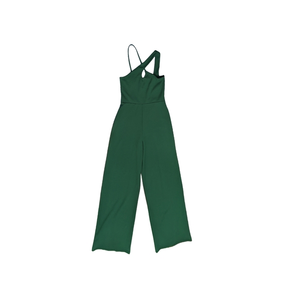 EUC Missguided Stretchy Forest Green Criss-cross Wide Leg Jumpsuit Size 8 - Picture 4 of 14